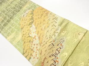 市松に松山・花模様織出し袋帯